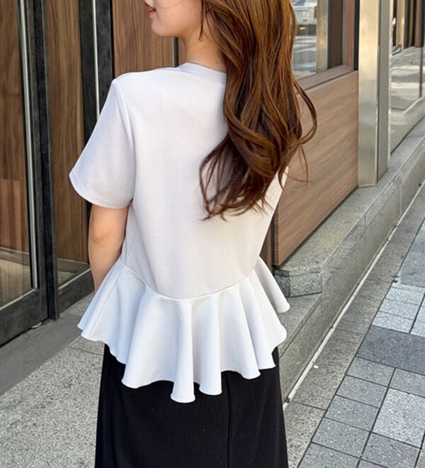 RANAN（ラナン）の「【ひんやり・ＵＶ】異素材切替ペプラムプルオーバー（カットソー）」｜詳細画像