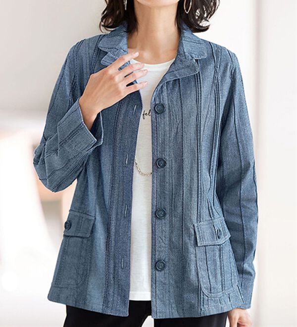 BELLUNA（ベルーナ）の「タックデニム素材ジャケットアンサンブル（その他ジャケット）」｜詳細画像