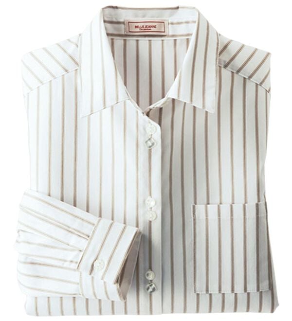 BELLUNA（ベルーナ）の「アイロンいらずの形態安定シャツ（シャツ）」｜オフ白&times;ブラウン