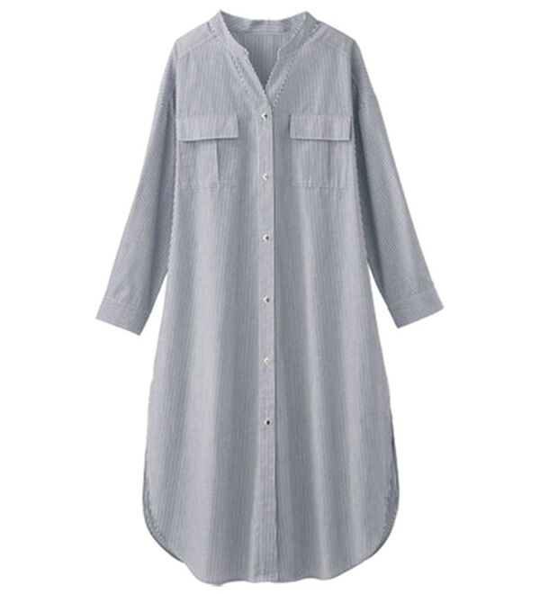 BELLUNA（ベルーナ）の「胸ポケット付キーネックシャツワンピース（チュニック）」｜詳細画像