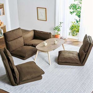 iellio（イエリオ）の「リクライニングフロアコーナーソファ＜ローソファ・ハイバック・リクライニングソファ・２人掛け・３人掛け・引っ越し・新生活＞（ソファ）」｜ブラウン