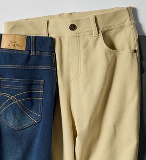 BELLUNA（ベルーナ）の「新感覚！かのこ素材ニットデニムパンツ（フルレングスパンツ）」｜ベージュ