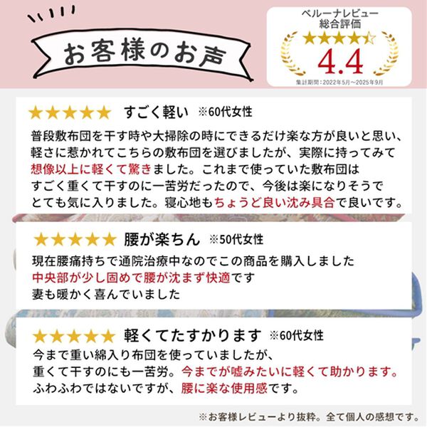 iellio（イエリオ）の「腰に優しい日本製防ダニ・抗菌防臭＆バランス敷布団（敷布団）」｜詳細画像