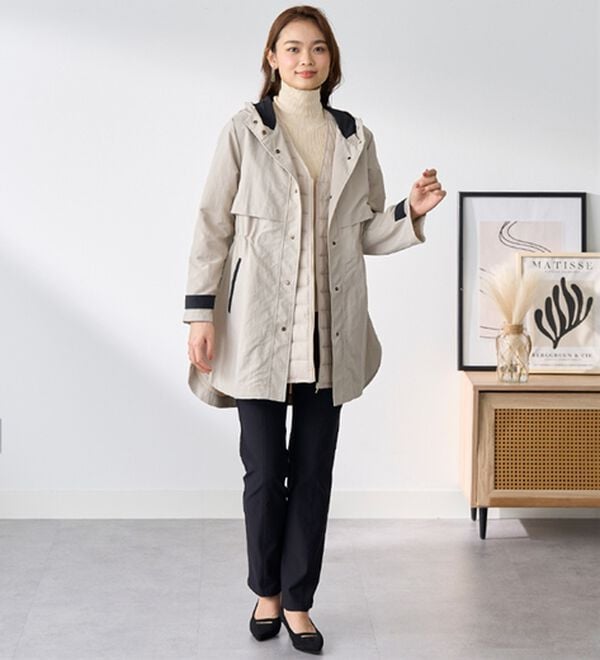 BELLUNA（ベルーナ）の「おしゃれの主役！蓄熱中わたベスト付配色コート（ハーフコート）」｜詳細画像
