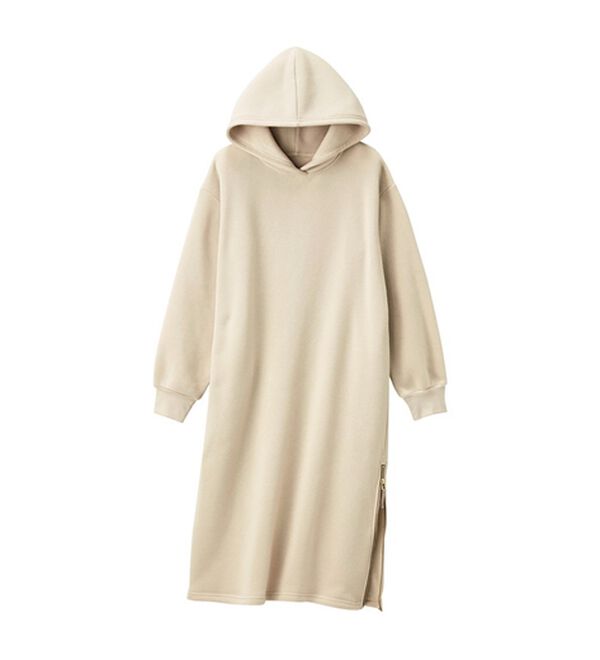 GeeRA（ジーラ）の「裏起毛裾ファスナーパーカーワンピース（カットソーワンピース）」｜詳細画像