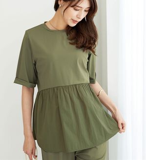 BELLUNA（ベルーナ）の「ヒンヤリ爽快！異素材切替プルオーバー（カットソー）」｜詳細画像