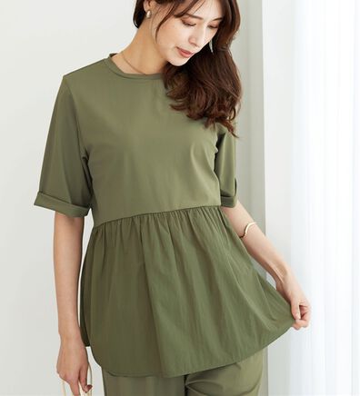 BELLUNA（ベルーナ）の「ヒンヤリ爽快！異素材切替プルオーバー（カットソー）」