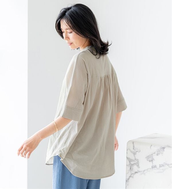 BELLUNA（ベルーナ）の「綿１００％ワッシャー素材ゆったりドルマンブラウス（ブラウス）」｜詳細画像