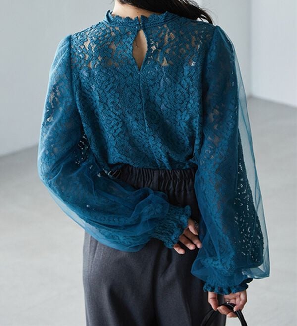 RANAN（ラナン）の「チュールドッキングフラワーレースキャンディースリーブブラウス（ブラウス）」｜詳細画像