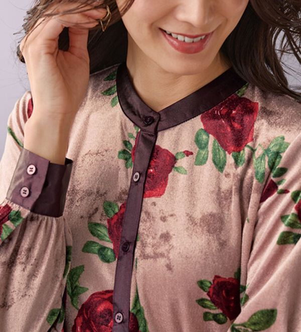 BELLUNA（ベルーナ）の「花柄ベロアプリントワンピース（その他ワンピース）」｜詳細画像