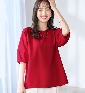 alotta（アロッタ）の「【6つの機能付】ランタンスリーブカットソー（カットソー）」｜レッド