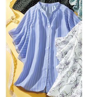 ルフラン（ルフラン）の「涼しい顔して二の腕カバー♪さらさらブラウス（ブラウス）」｜ストライプ