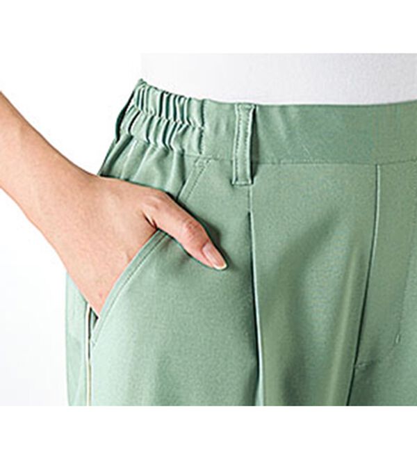 BELLUNA（ベルーナ）の「とろみ素材パイピング使いラインパンツ（ワイドパンツ・ガウチョ）」｜詳細画像