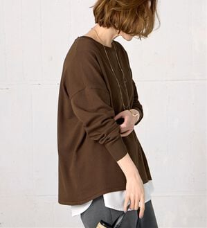 BELLUNA（ベルーナ）の「ゆったりニットプルオーバー（ニット・セーター）」｜ブラウン