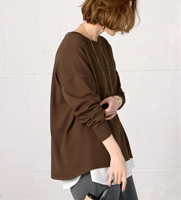 BELLUNA（ベルーナ）の「ゆったりニットプルオーバー（ニット・セーター）」｜ブラウン