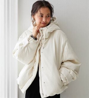 RANAN（ラナン）の「マイクロチェックショートファイバー中わたブルゾン（ブルゾン）」｜アイボリー
