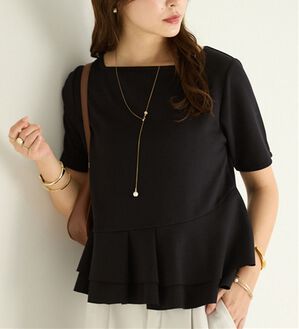 alotta（アロッタ）の「スクエアネックティアードトップス（カットソー）」｜ブラック