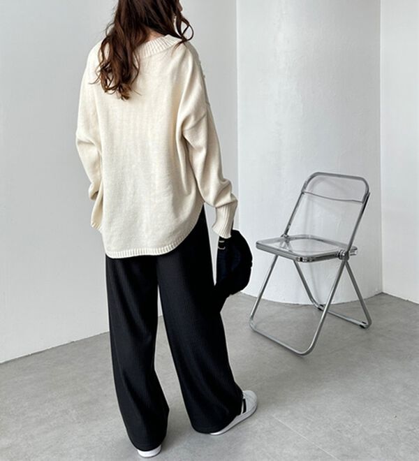 GeeRA（ジーラ）の「ふわふわあったか！裏起毛リブワイドパンツ（フルレングスパンツ）」｜詳細画像