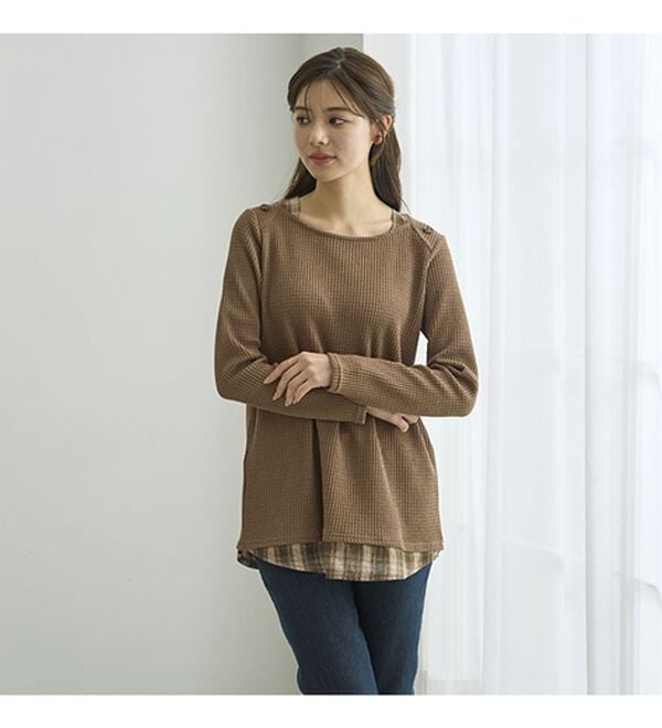 BELLUNA（ベルーナ）の「異素材重ね着風チュニック（チュニック）」｜詳細画像