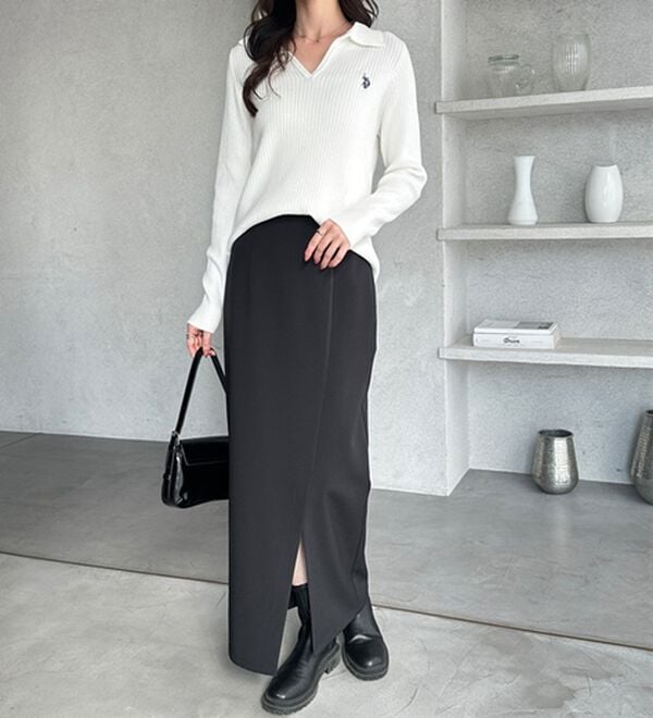 GeeRA（ジーラ）の「オンオフ着られる！スリットタイトスカート（ロングスカート）」｜詳細画像