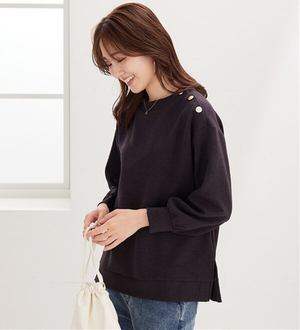 BELLUNA（ベルーナ）の「ジャカード素材肩ボタンプルオーバー（カットソー）」｜詳細画像