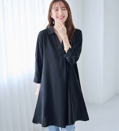 alotta（アロッタ）の「衿付きスキッパーとろみチュニックワンピース（チュニックワンピース）」