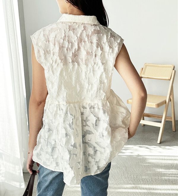 GeeRA（ジーラ）の「シアージャカードペプラムブラウス（ブラウス）」｜詳細画像