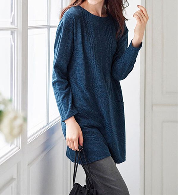 BELLUNA（ベルーナ）の「杢調ランダムテレコ切替チュニック（チュニック）」｜詳細画像