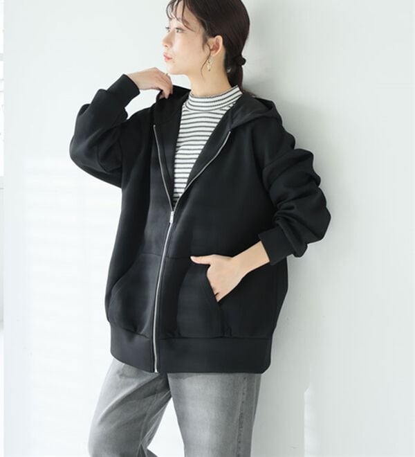 A HAPPY MARILYN（アハッピーマリリン）の「【Ｌ～６Ｌ】なめらかさらり美人なダンボールジップパーカースウェット（パーカー）」｜詳細画像