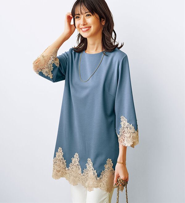 BELLUNA（ベルーナ）の「華やか配色ケミカルレース使いチュニック（チュニック）」｜詳細画像