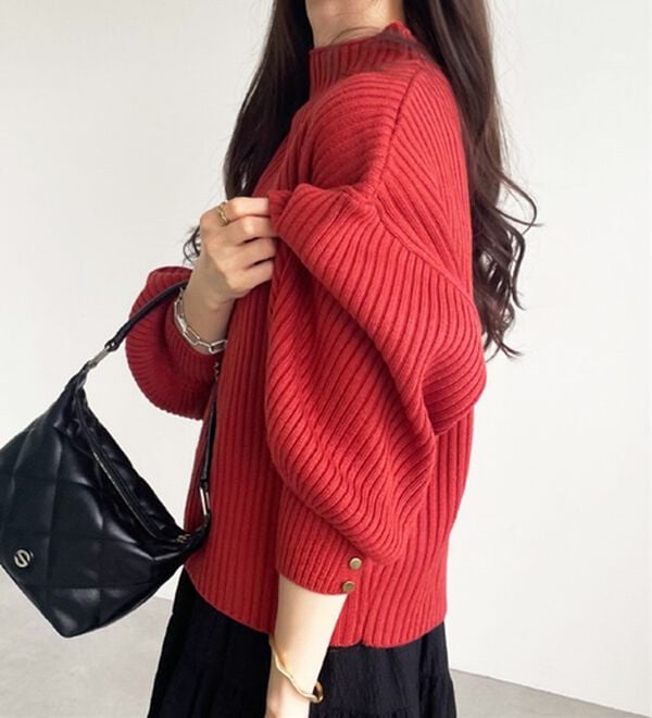 GeeRA（ジーラ）の「袖ボタンボトルネックリブニット（ニット・セーター）」｜詳細画像