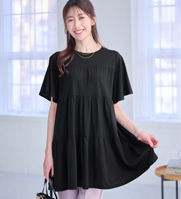 alotta（アロッタ）の「楽に可愛く！ふんわり綿混ティアードチュニック（チュニック）」｜詳細画像