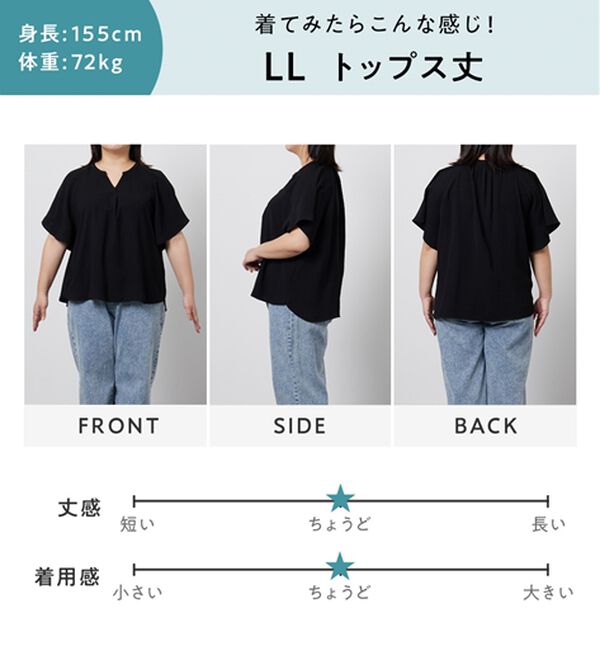 Viola e Viola（ヴィオラ エ ヴィオラ）の「【選べる２丈】さらっと涼感フレアスリーブブラウス（ブラウス）」｜詳細画像