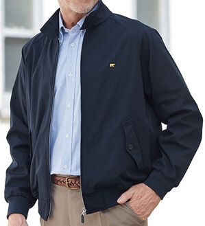 「＜ゴールデンベア＞裏フリース暖かスイングトップ（メンズブルゾン）」｜ネイビー