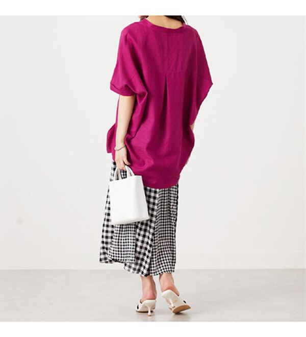 BELLUNA（ベルーナ）の「機能付リネン混スキッパーデザインシャツ（シャツ）」｜詳細画像