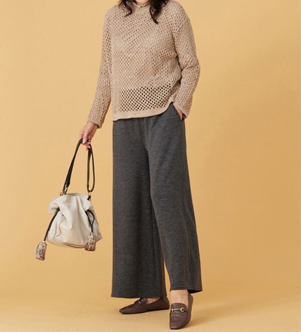 BELLUNA（ベルーナ）の「ウエスト楽々！キレイ見えワイドパンツ（ワイドパンツ・ガウチョ）」｜詳細画像