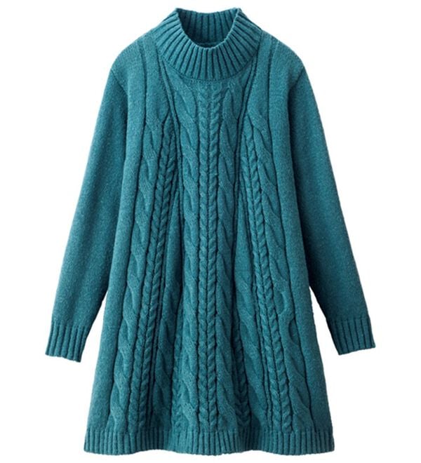 ルフラン（ルフラン）の「【２色組】すっきり見えの編地ニットチュニック（ニット・セーター）」｜詳細画像