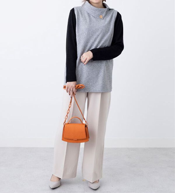 BELLUNA（ベルーナ）の「杢調テレコ素材衿デザインアンサンブル（アンサンブル）」｜詳細画像