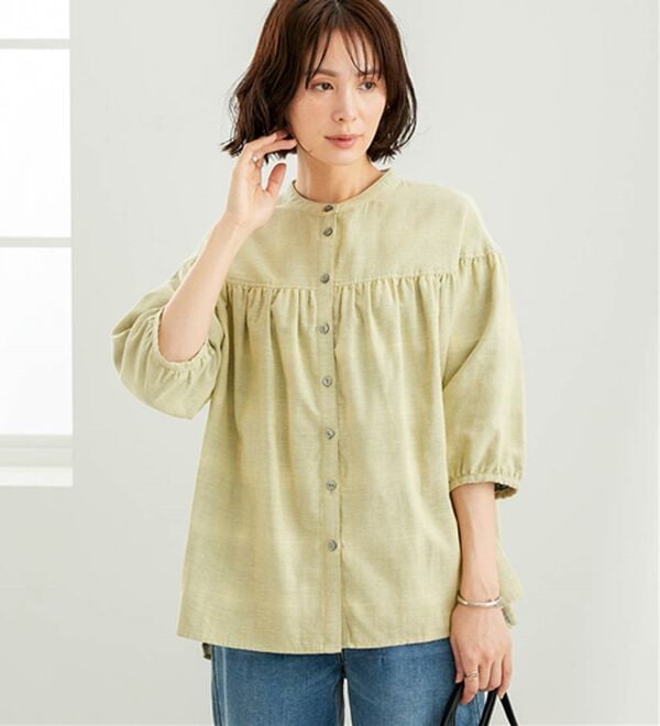 BELLUNA（ベルーナ）の「ダブルガーゼ素材切替デザインブラウス（ブラウス）」｜詳細画像