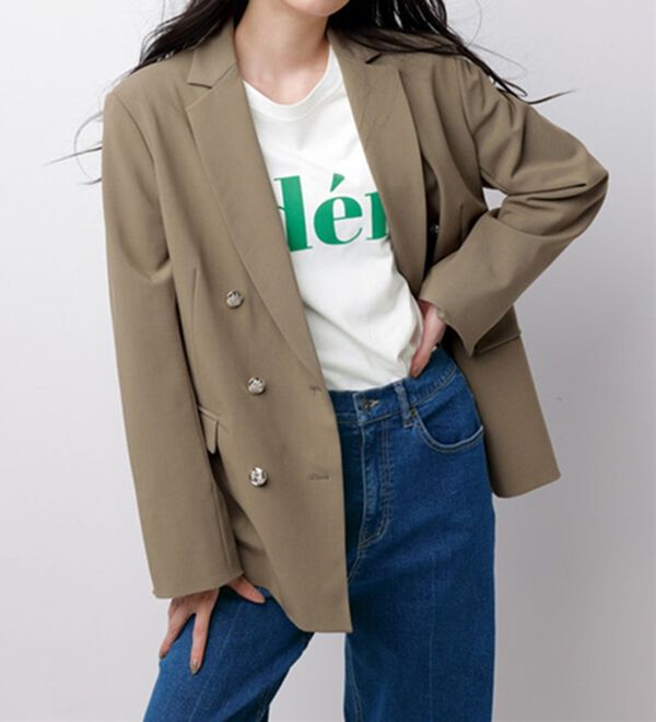 RANAN（ラナン）の「金ボタンダブルテーラードジャケット（テーラードジャケット）」｜モカ