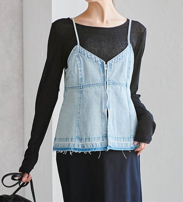 RANAN（ラナン）の「デニム素材キャミビスチェ（タンクトップ・キャミソール）」｜詳細画像