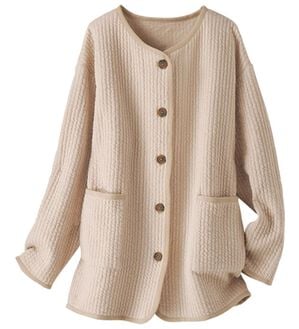 BELLUNA（ベルーナ）の「ふくれジャカードパイピング使いブルゾン（ブルゾン）」｜オフベージュ