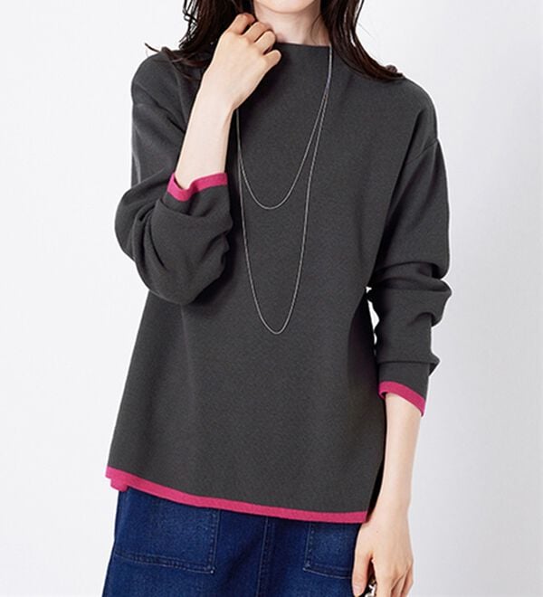 BELLUNA（ベルーナ）の「金ボタン使い配色ニットプルオーバー（ニット・セーター）」｜詳細画像