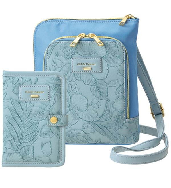 ルフラン（ルフラン）の「【２点セット】フラワー型押しショルダー＆ポーチ（ショルダーバッグ）」｜サックス