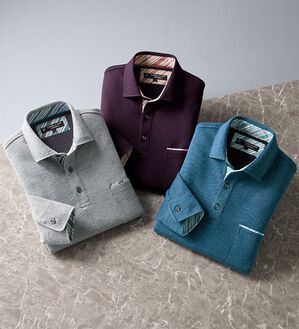 「＜コムルヴァン・オム＞ふっくら綿混素材の両面起毛ポロ（メンズポロシャツ）」｜詳細画像