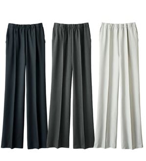 ルフラン（ルフラン）の「【３本組】日本製すっきり見えの上品フレアーパンツ（ワイドパンツ・ガウチョ）」｜3本組