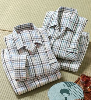 「【２着組】日本製播州織しじら織さらさらパジャマ（メンズルームウェア）」｜詳細画像