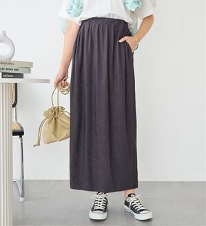 Viola e Viola（ヴィオラ エ ヴィオラ）の「丈切れる！楽ちんジャカードナロースカート（ロングスカート）」｜チャコール