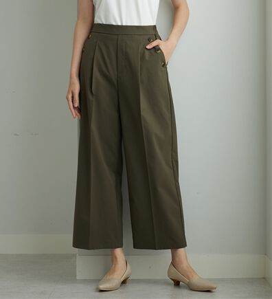 BELLUNA（ベルーナ）の「【ヨコストレッチ・紫外線カット・選べる2丈】サラもちライト快適ワイドパンツ（ワイドパンツ・ガウチョ）」