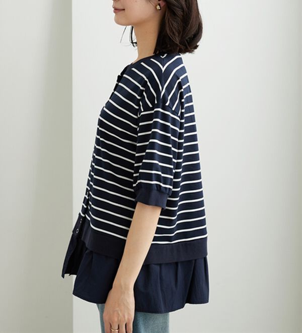 BELLUNA（ベルーナ）の「異素材切替ボタン使いカーディガン（その他カーディガン）」｜詳細画像